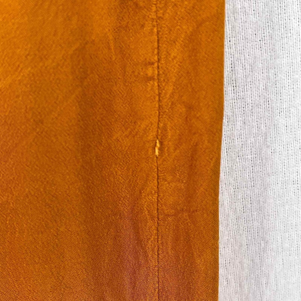 ENZA COSTA Hammered Satin Wrap Slip Skirt Women Medium Saffron Lightweight Midi - Picture 11 of 16